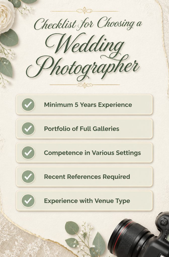 Luxury Wedding Photography: Styles and Services That Define the Field 7 A checklist for selecting an experienced wedding photographer.